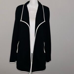 Premise Open Cardigan Black with White Piping Size Medium